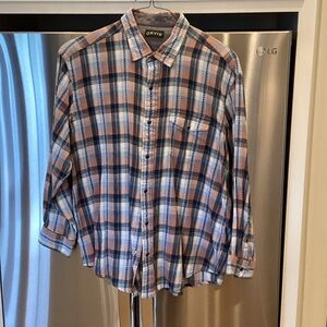 Orvis Men's Casual Plaid Shirt - Blue and Pink